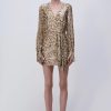 Dresses/Jumpsuits SIMKHAI | Simkhai Camryn Long Sleeve Mini Dress Gold