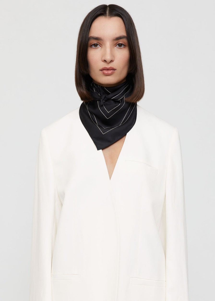 Accessories Toteme Scarves | Embroidered Monogram Silk Scarf
