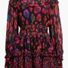 Dresses/Jumpsuits Farm Rio | Iridescent Leopard Ruffled Mini Dress Black